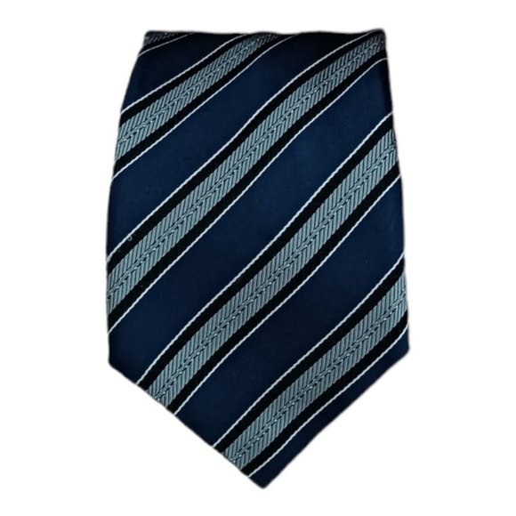 CANALI Blue Striped Silk Tie ITALY 62